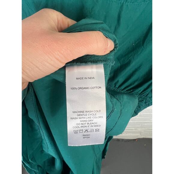 Quince Women's 100% Organic Cotton Poplin Tiered Maxi Dress Green Size L - Picture 8 of 9